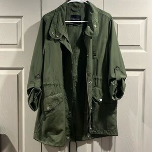 Green rain coat